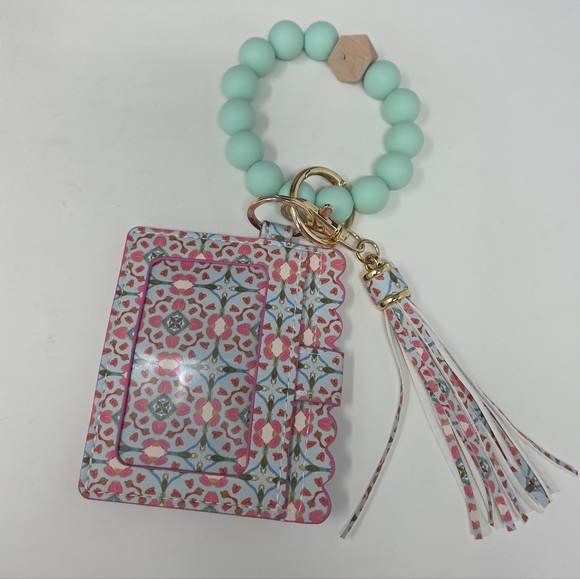 Laura Park Gasparilla Keychain Wristlet Card Bracelet Wallet Light Blue Pink - Picture 4 of 4